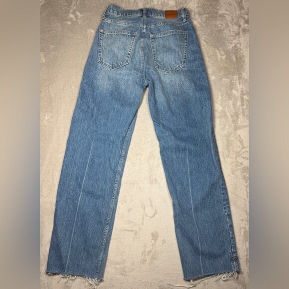 Anine Bing Roy 100% Organic Cotton Raw Hem Button Fly Denim Blue Jeans Size 26 - Picture 10 of 16